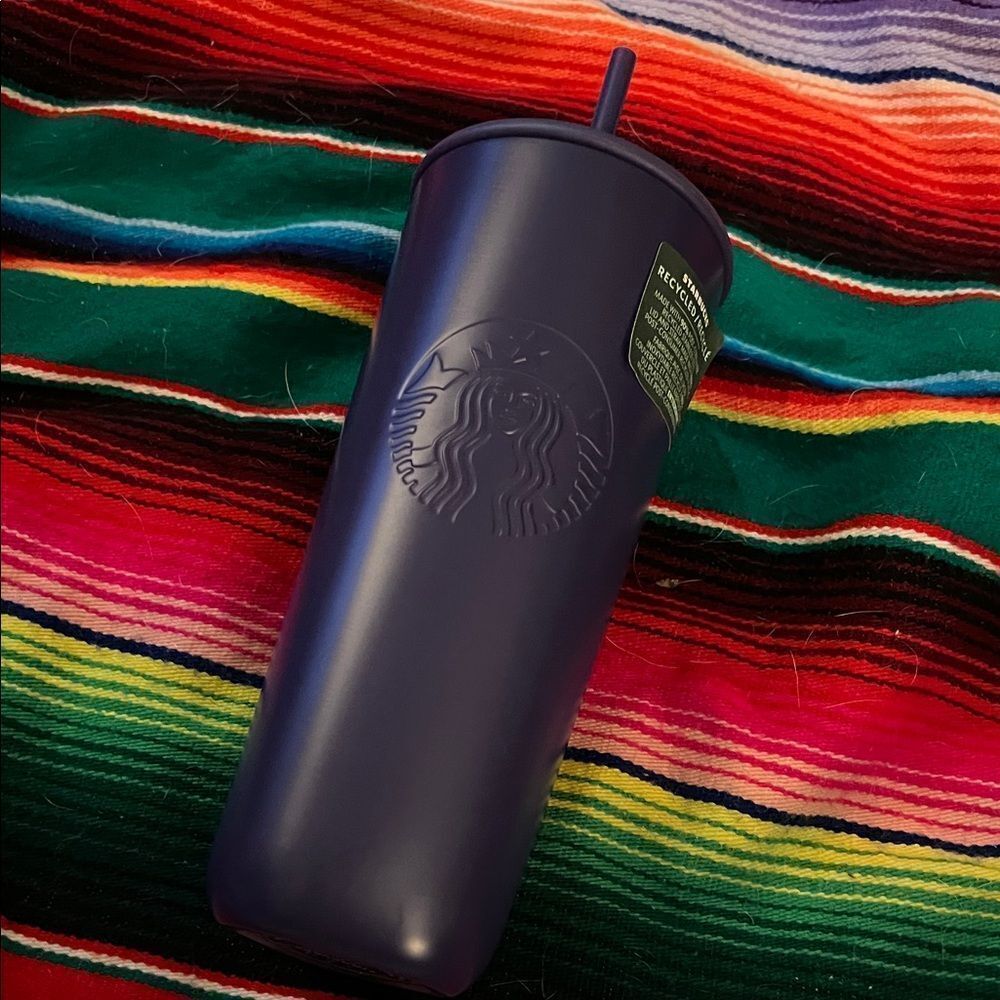 Starbucks 2025 Purple Blue Recycled Triangle Stainless Steel Tumbler 24oz Cup